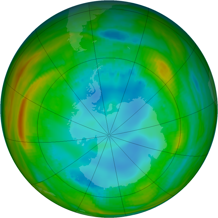 Antarctic ozone map for 04 August 1989
